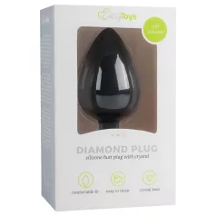 Easytoys Diamant - svart analplugg med hvit stein (stor)