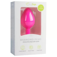 Easytoys Diamond - hvit stein analplugg (medium) - rosa