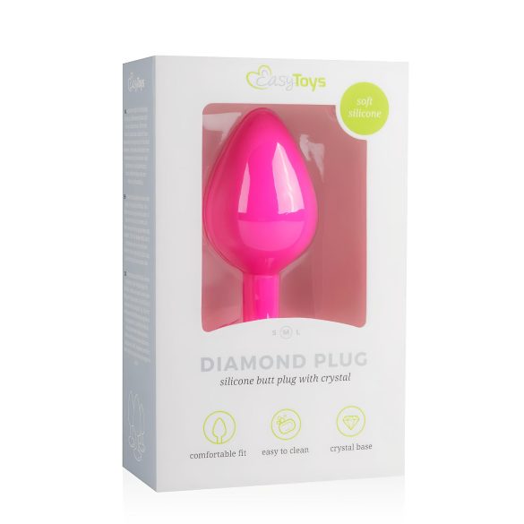 Easytoys Diamond - hvit stein analplugg (medium) - rosa