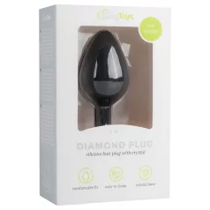 Easytoys Diamond - svart analplugg med hvit stein (medium)