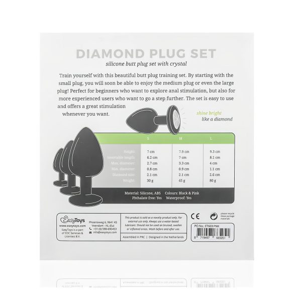 Easytoys Diamond - analpluggsett (svart)
