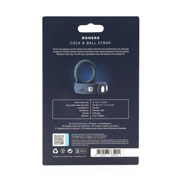Boners L-strap - Penisring & testikkelring i ett (grå)
