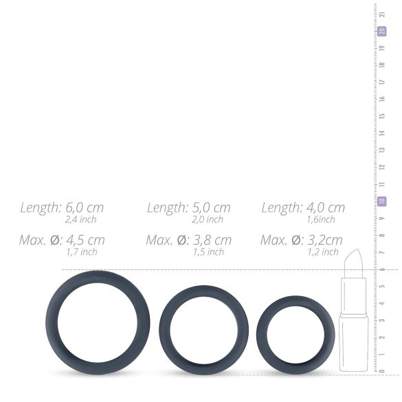 Boners - Silikon penisring-sett - 3 stk (grå)