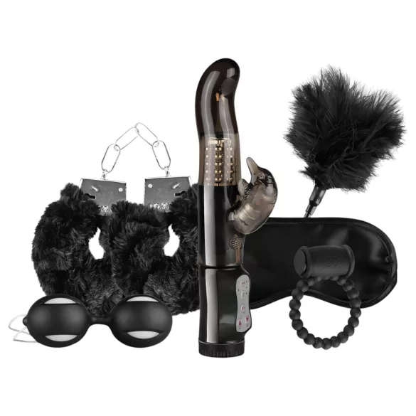 LoveBoxxx Jeg elsker svart - vibrerende bondage-sett (6 deler)