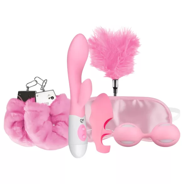LoveBoxxx Jeg Elsker Rosa - Vibrator Og Bondage Sett (6 Deler) - Rosa