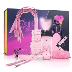 Secret Pleasure Chest - avansert BDSM-sett - 14 deler (rosa)