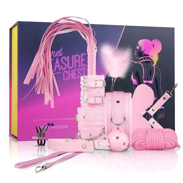 Hemmelig Nytelsesskrin - Avansert BDSM-sett - 14 deler (rosa)