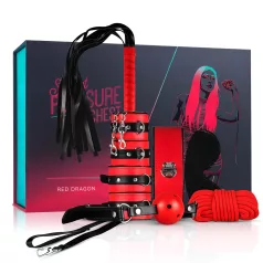 Secret Pleasure Chest - avansert BDSM-sett - 10 deler (rød)