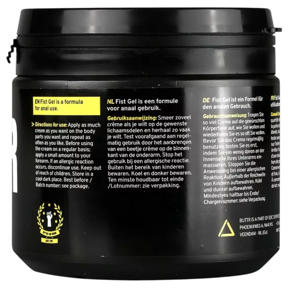 BUTTR Fisting Gel - vannbasert glidemiddel (500ml)
