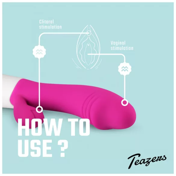 Teazers - realistisk vibrator med klitorisstimulering (rosa)
