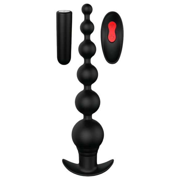 Cheeky Love - oppladbar perlevibrator med fjernkontroll for analbruk (svart)