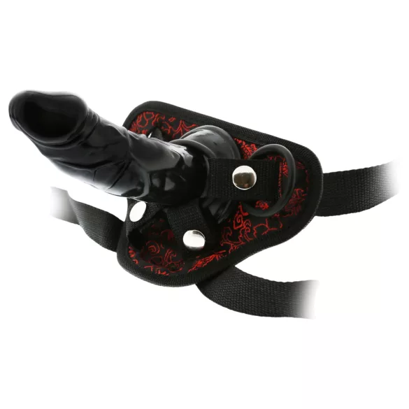 Dreamtoys Blaze - påspenningsdildo med sele (svart)