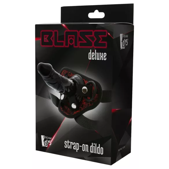 Dreamtoys Blaze - påspenningsdildo med sele (svart)