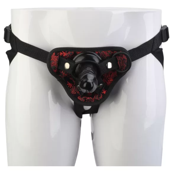 Dreamtoys Blaze - påspenningsdildo med sele (svart)