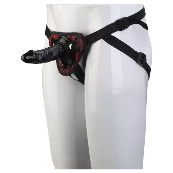 Dreamtoys Blaze - påspenningsdildo med sele (svart)