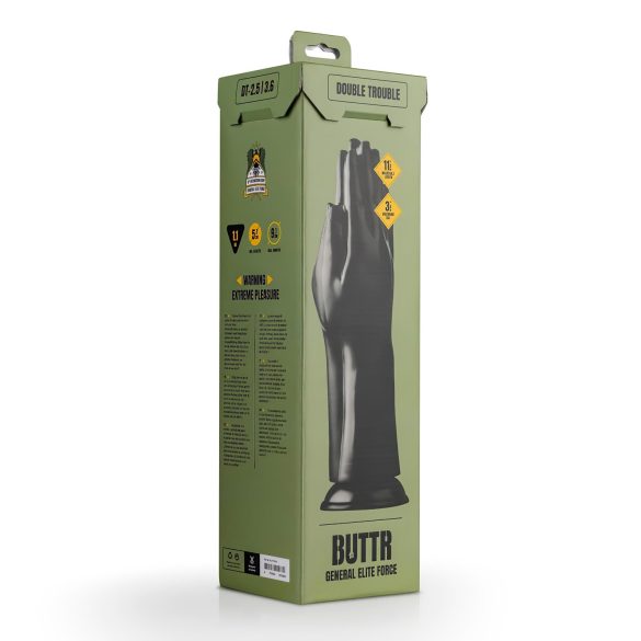 BUTTR Dobbelt Glede - sugekopp fisting dildo (svart)