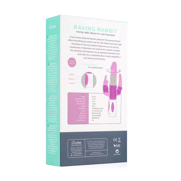 Easytoys Raving Rabbit - 3-armet vibrator (rosa)