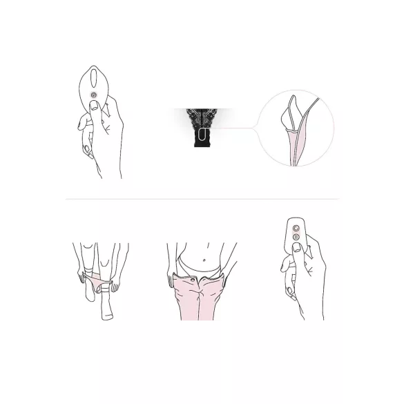 Pantyrebel - oppladbar, trådløs vibrerende blondetanga (svart, S-L)