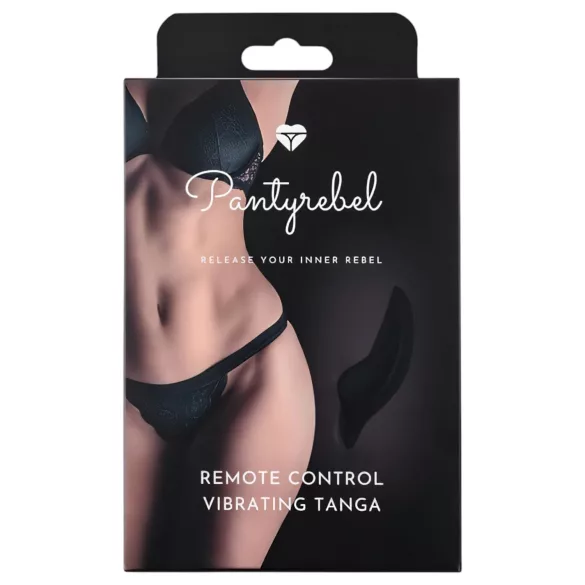 Pantyrebel - trådløs, oppladbar vibrerende svart stringtruse (S-L)