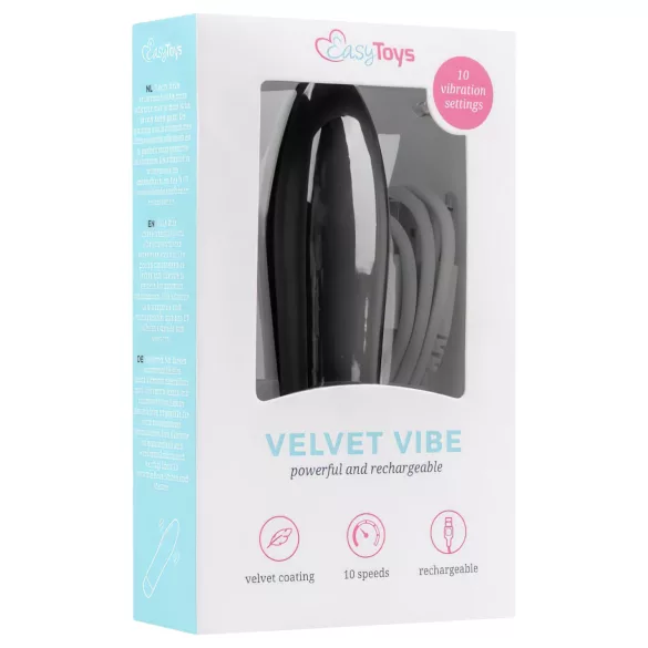Easytoys Velvet Vibe - oppladbar stavvibrator (svart)