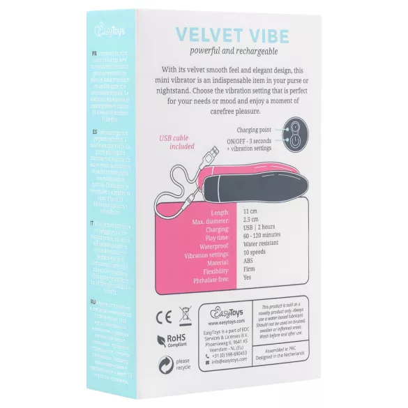 Easytoys Velvet Vibe - oppladbar stavvibrator (svart)