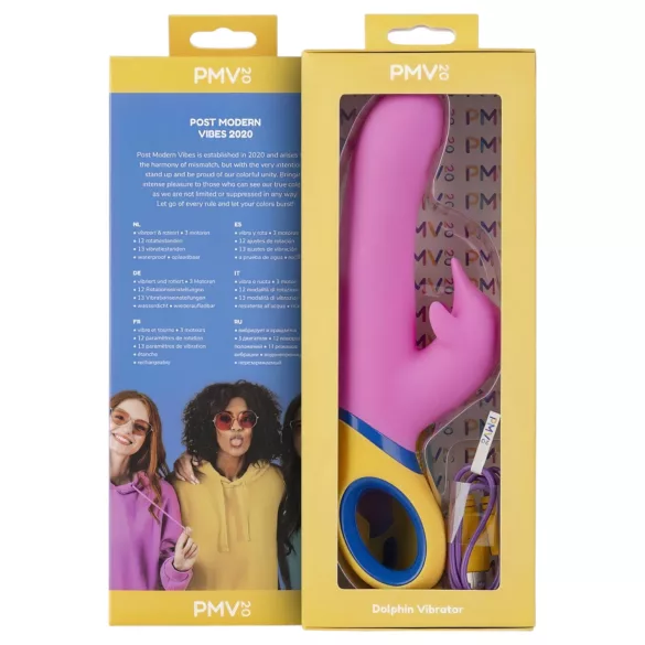 PMV20 Copy Dolphin - roterende vibrator med klitorisstimulator (rosa)