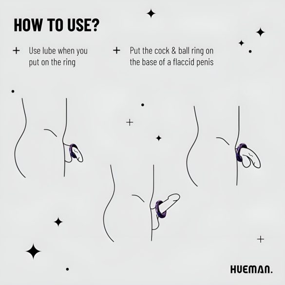 Hueman Saturn - oppladbar, vanntett vibrasjonsring for menn (lilla)