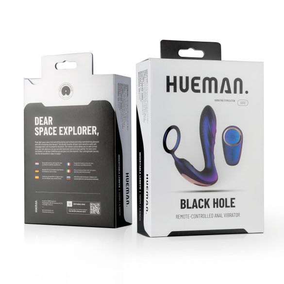 Hueman Black Hole - trådløs analvibrator med penisring (lilla)