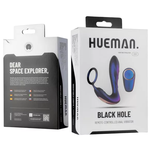 Hueman Black Hole - vibrerende analplugg med penisring og fjernkontroll (lilla)