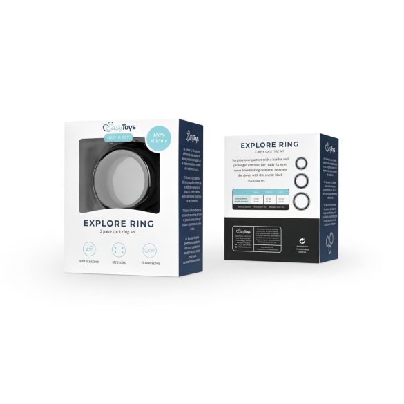Easytoys Utforsk Ringer - Penisring Sett - 3 deler (svart)