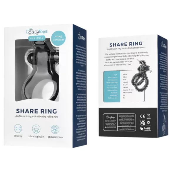 Easytoys Share Ring - vibrerende penis- og testikkelring (svart)