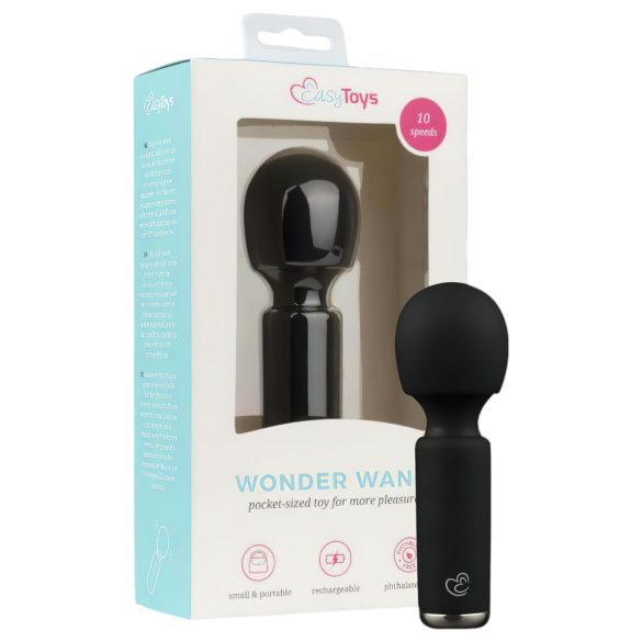 Easytoys Wonder Wand - oppladbar, mini massasjevibrator (svart)