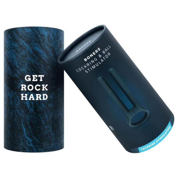 Boners - oppladbar penisring og testikkelvibrator (blå)