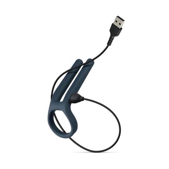 Boners - oppladbar penisring og testikkelvibrator (blå)