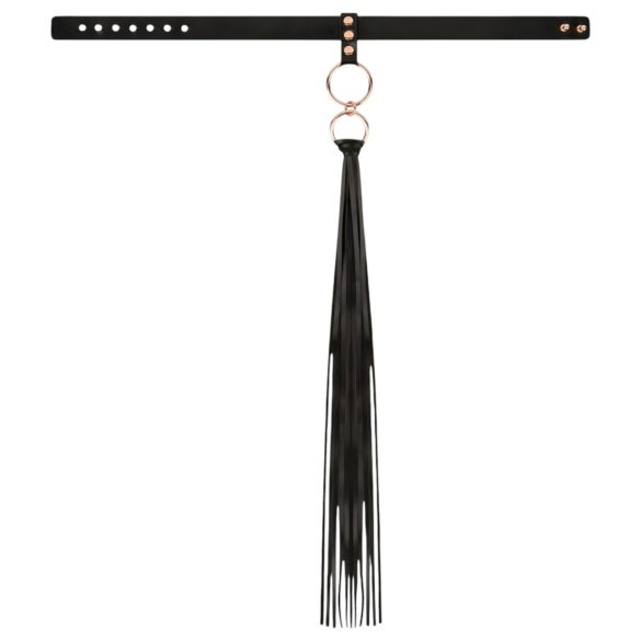 Rosy Gold - halsbånd & pisk (svart)