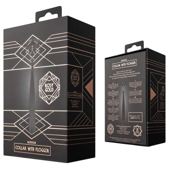Rosy Gold - halsbånd & pisk (svart)