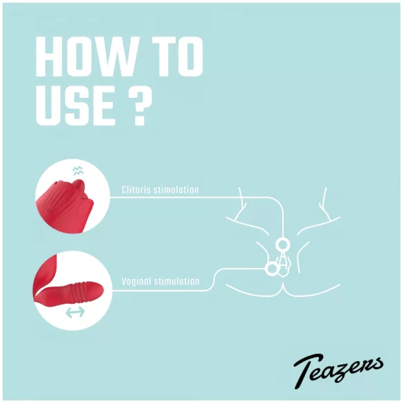 Teazers Rose - støtvibrator med tungeformet klitorisstimulator (rød)