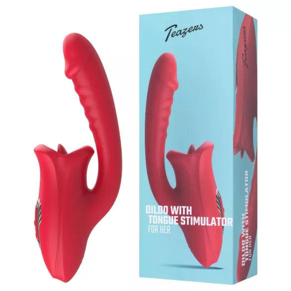 Teazers - vibratordildo med klitorisstimulator med tunge (rød)
