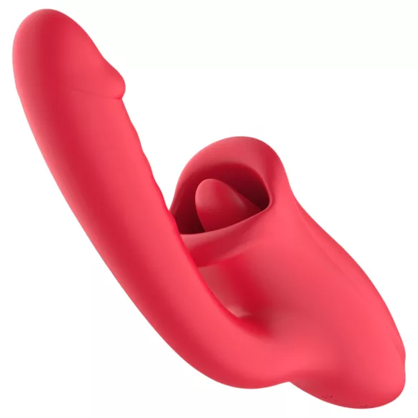 Teazers - vibratordildo med klitorisstimulator med tunge (rød)