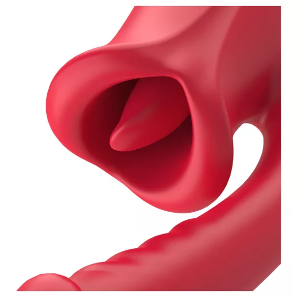 Teazers - vibratordildo med klitorisstimulator med tunge (rød)