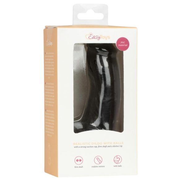 Easytoys - Naturtro Dildo med Testikler - 12 cm (Svart)