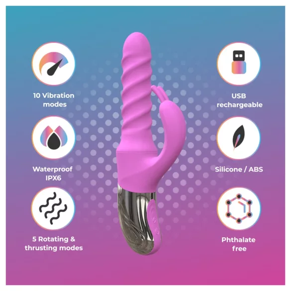 Good Vibes Only - roterende-støtende klitorisstimulator med arm (rosa)
