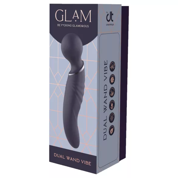 Glam - dobbeltendet stavvibrator (mørk grå)