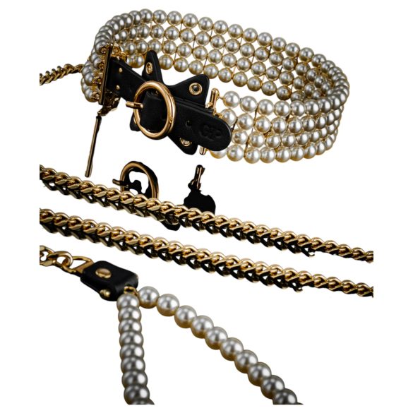 Allure - perlekjede med bånd (svart)