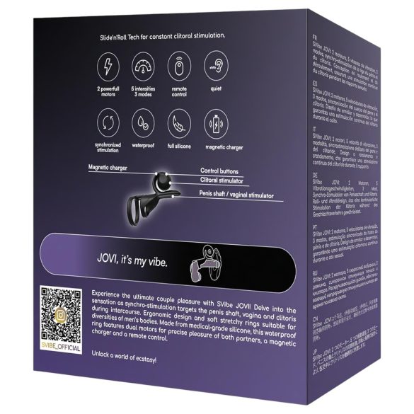 Snail Vibe Jovi - penisring og parvibrator (svart)