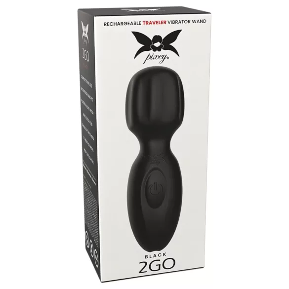 Pixey 2GO - oppladbar mini massasjestav vibrator (svart)