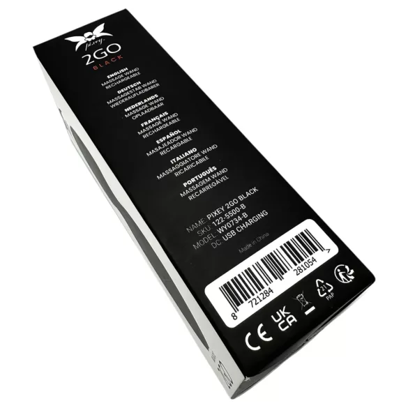 Pixey 2GO - oppladbar mini massasjestav vibrator (svart)