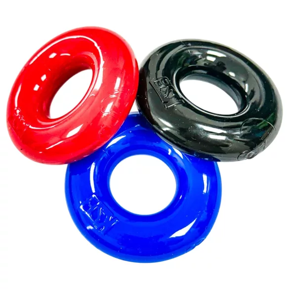Kiotos Max-Stretch - elastisk penisring‑sett (svart/rød/blå)