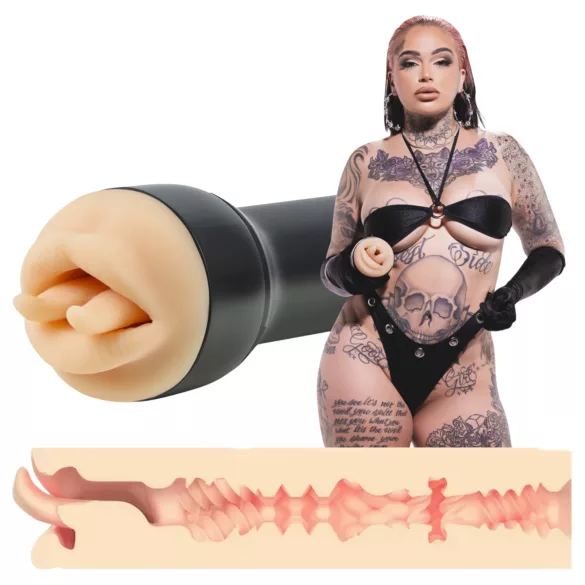 Kiiroo Feel Leigh Raven - kunstig munn med utskåret tunge (naturfarge)