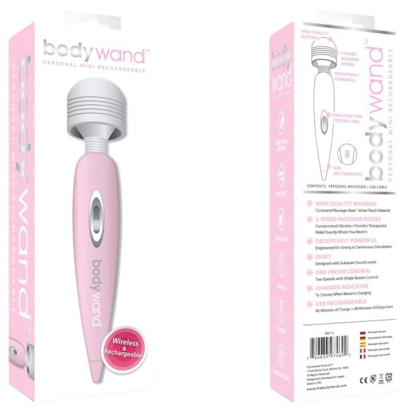 Bodywand - liten rosa massasjevibrator med oppladbart batteri
